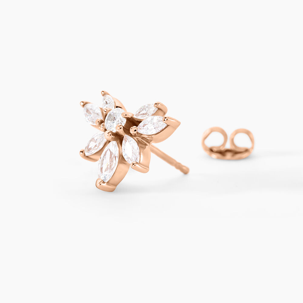 Boucles D'oreilles Puces Davena Argent Rose Oxyde De Zirconium - Puces Femme | Marc Orian