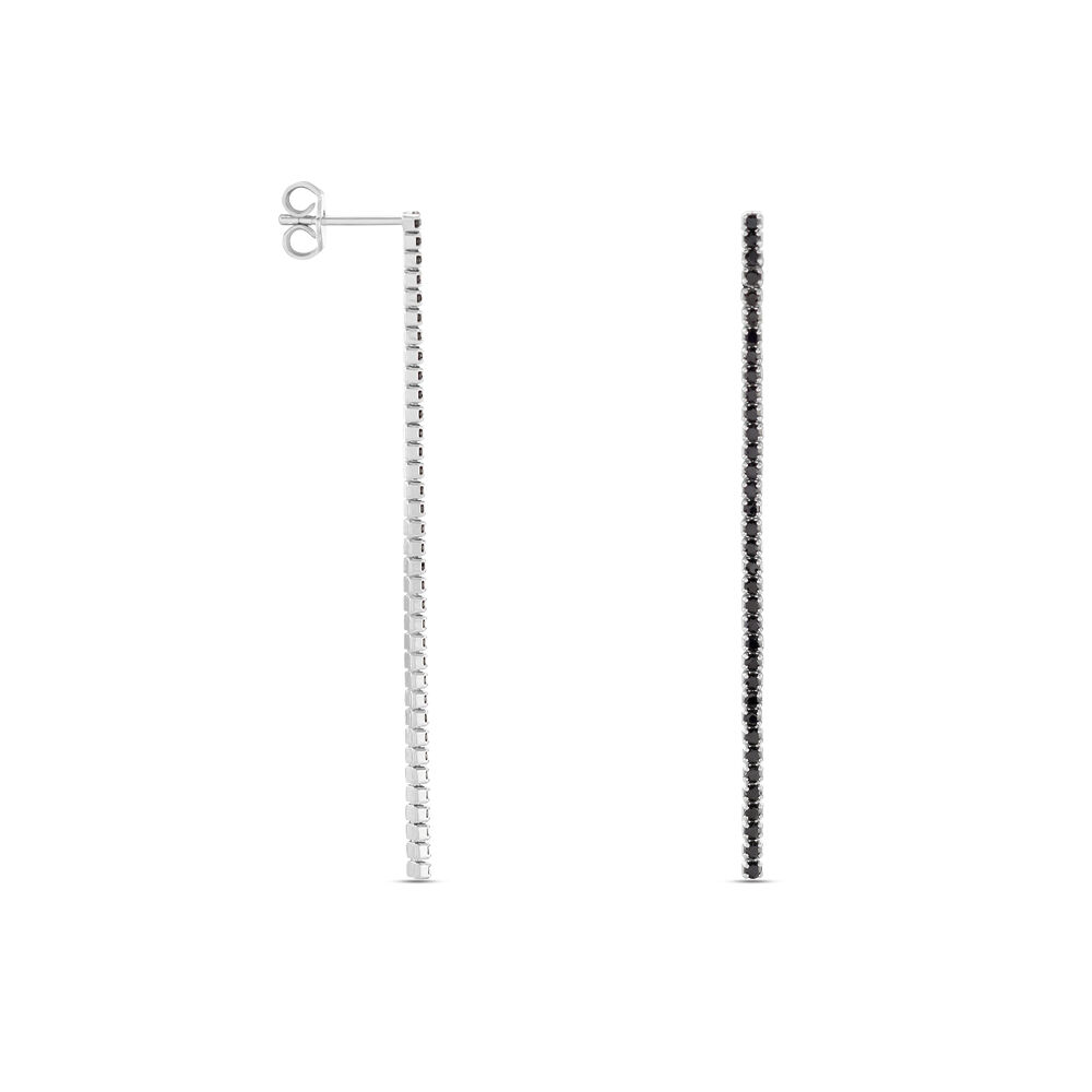 Boucles D'oreilles Pendantes Lou-anne Argent Blanc Oxyde Noir - Pendantes Femme | Marc Orian