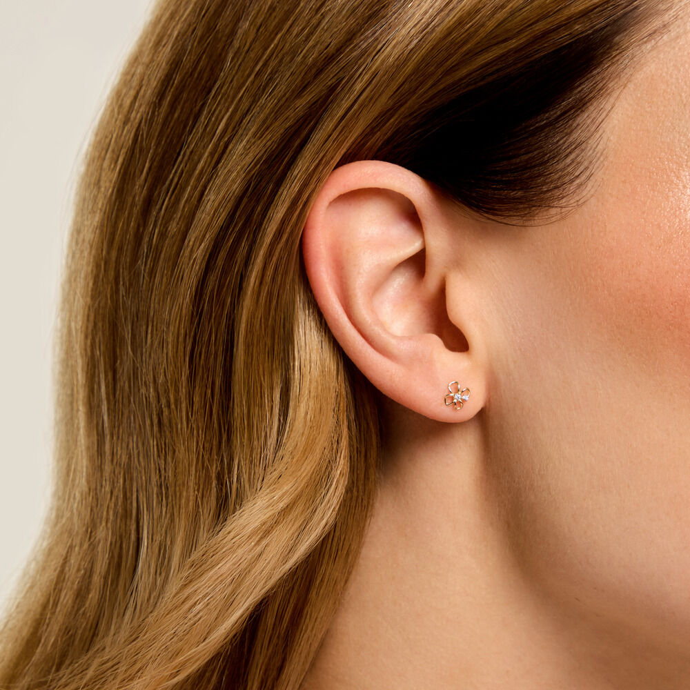 Boucles D'Oreilles Puces Bas Or Jaune Oxyde De Zirconium - Puces Femme | Marc Orian