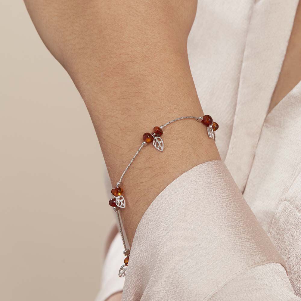 Bracelet Argent Blanc Nolana Ambre - Sélection Bohème Femme | Marc Orian
