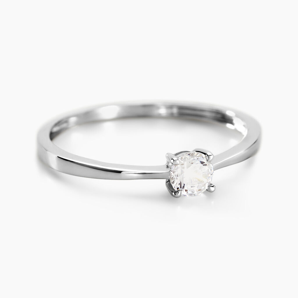 Bague Solitaire Abriel Or Blanc Oxyde De Zirconium - Bagues Solitaire Femme | Marc Orian