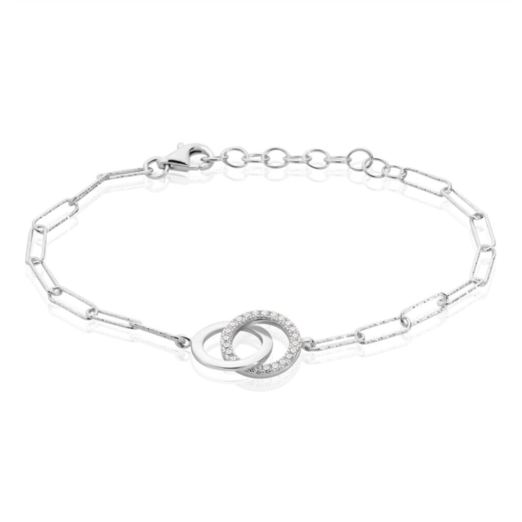 Bracelet Argent Satin Oxydes De Zirconium - Bracelets Anneaux Entrelaces Femme | Marc Orian