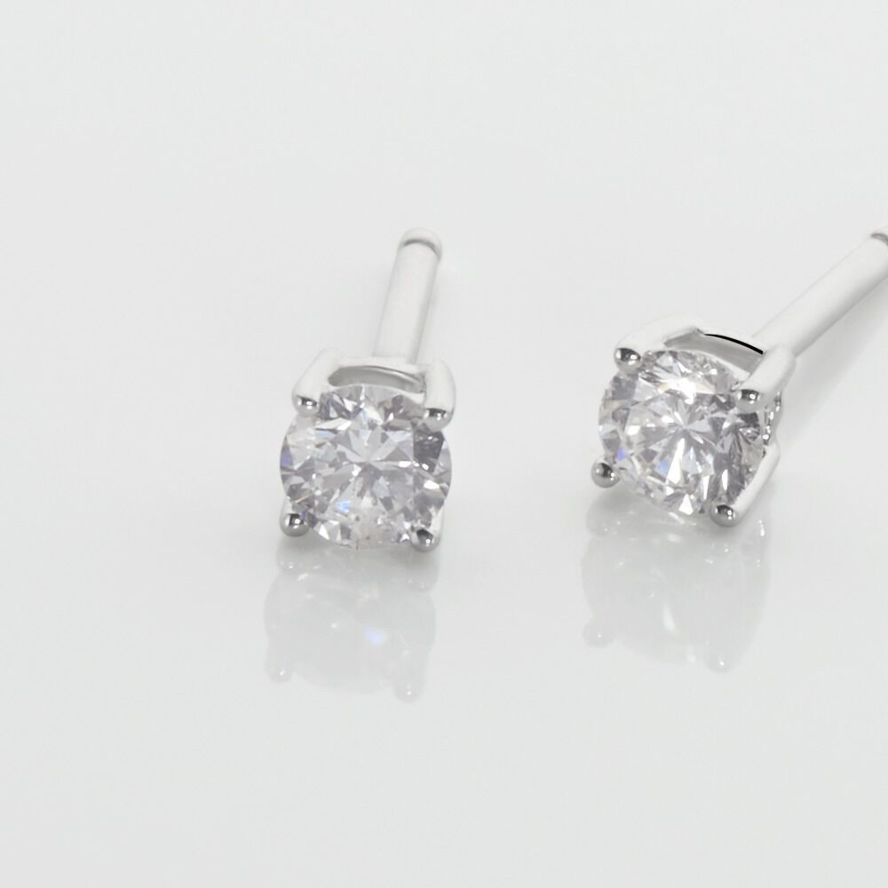 Boucles D'oreilles Puces Aphrodite Or Blanc Diamant - Puces Famille | Marc Orian