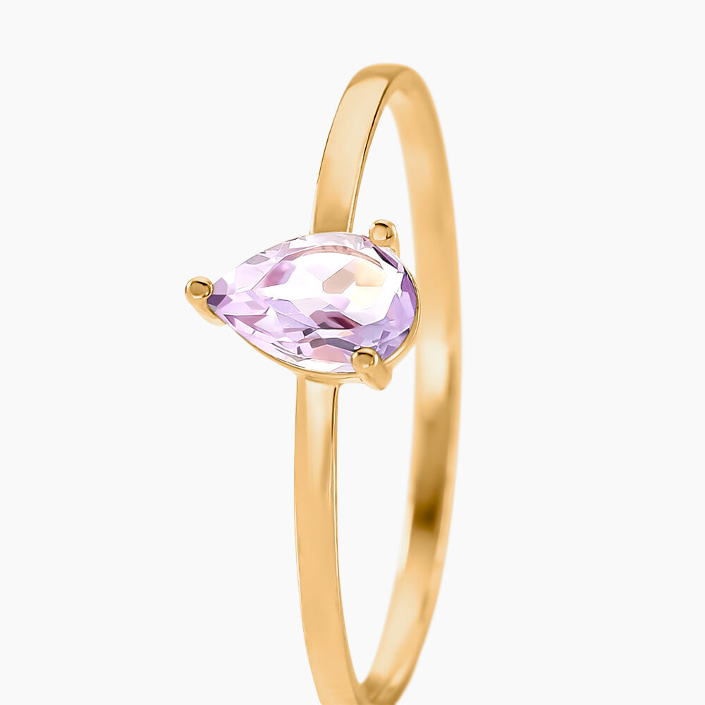 Bague Solitaire Goutte Or Jaune Am&eacute;thyste - Bagues pierres fines Femme | Marc Orian