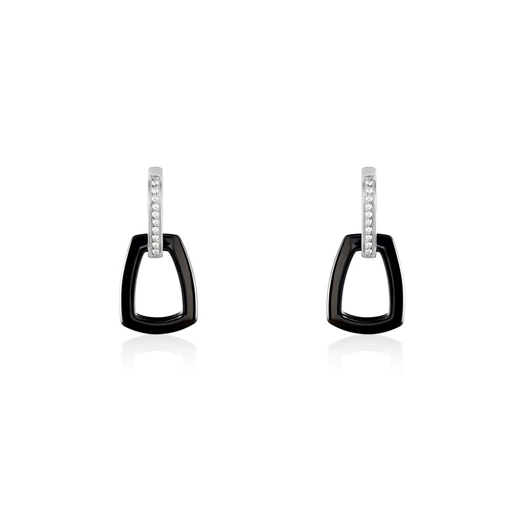 Boucles D'oreilles Pendantes Ezra Argent Blanc Céramique Et Oxyde - Pendantes Femme | Marc Orian