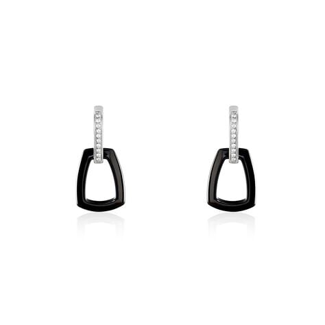 Boucles D'oreilles Pendantes Ezra Argent Blanc Céramique Et Oxyde - Pendantes Femme | Marc Orian