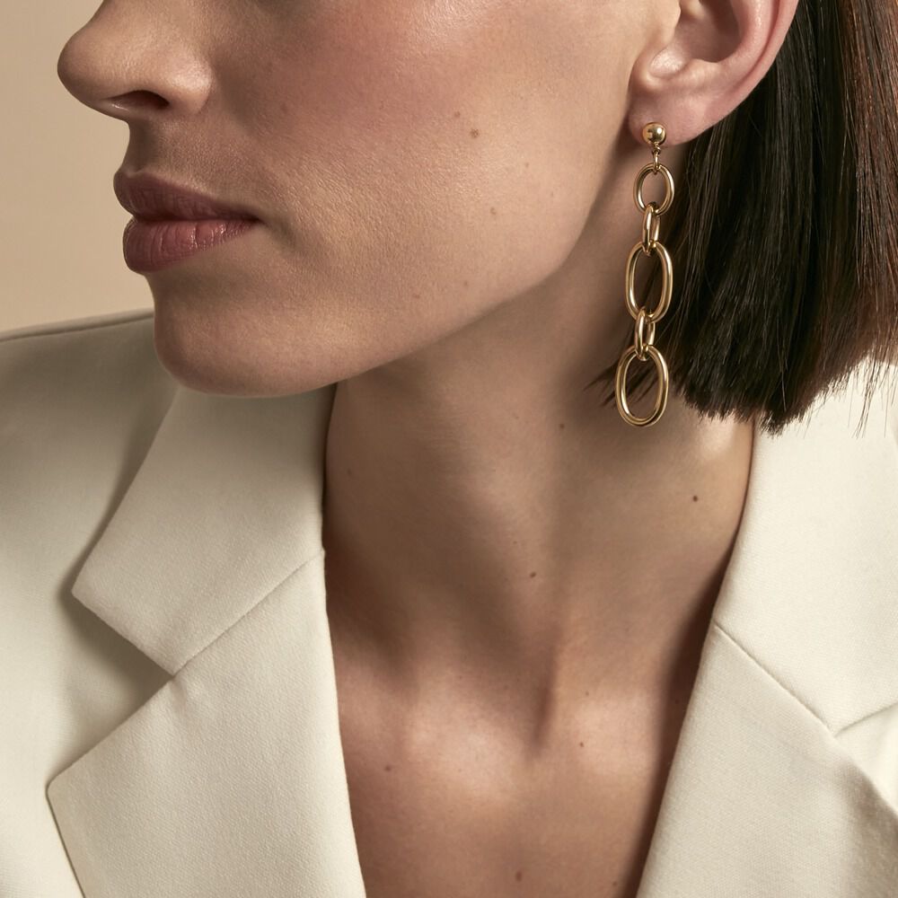 Boucles D'oreilles Pendantes Lina Acier Doré - Pendantes Femme | Marc Orian