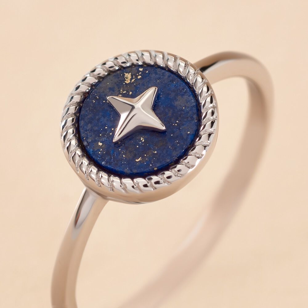 Bague Izarra Argent Blanc Lapis Lazuli - Bagues de promesse Femme | Marc Orian