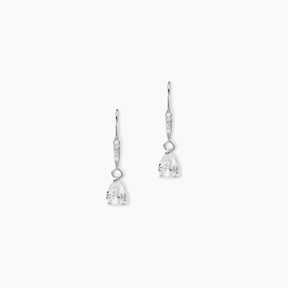 Boucles D'oreilles Pendantes Adib Or Blanc Oxyde De Zirconium - Pendantes Femme | Marc Orian