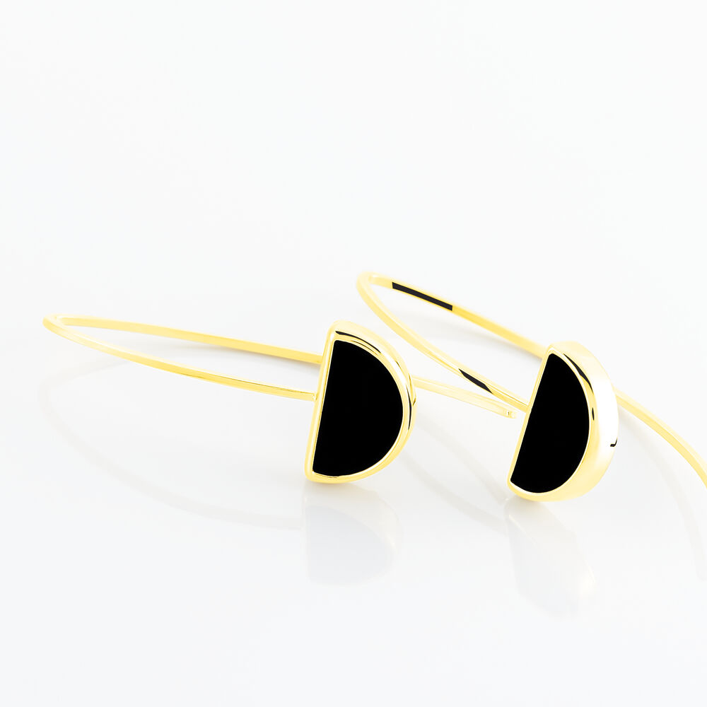 Boucles D'oreilles Pendantes Florica Or Jaune Onyx - Pendantes Femme | Marc Orian