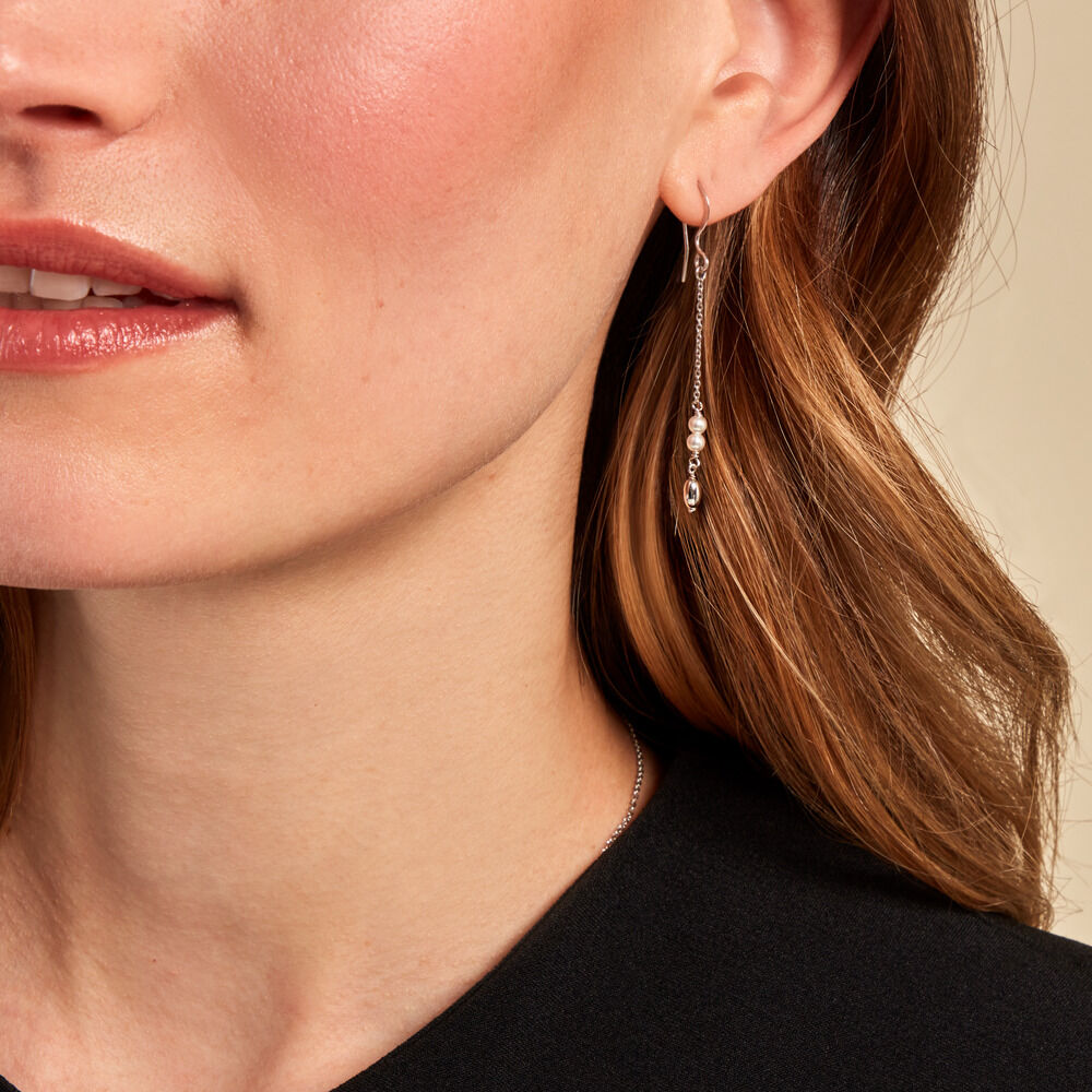 Boucles D'oreilles Pendantes Felisia Argent Blanc Cristaux Swarovski - Pendantes Femme | Marc Orian
