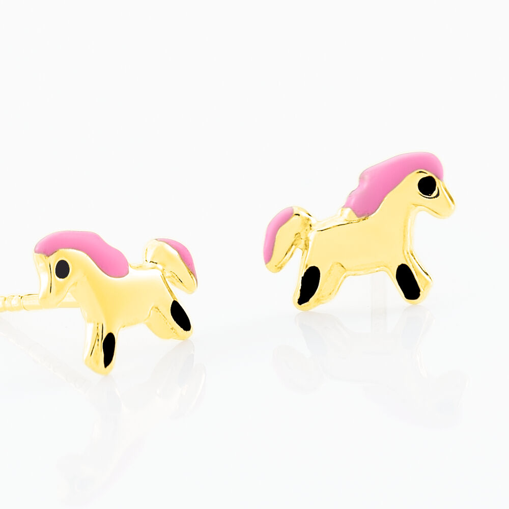 Boucles D'oreilles Puces Heldea Cheval Or Jaune - Puces Enfant | Marc Orian