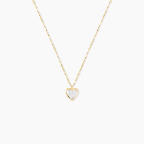 Collier Coeur Serti Clos Or Jaune Oxyde De Zirconium - Colliers avec pierres Femme | Marc Orian