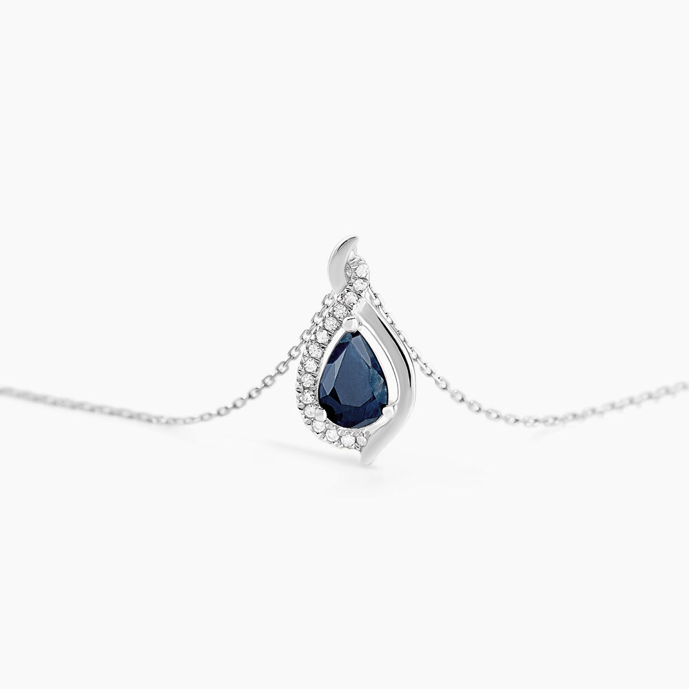 Collier Angelika Or Blanc Saphir Et Diamant - Colliers avec pierres Femme | Marc Orian