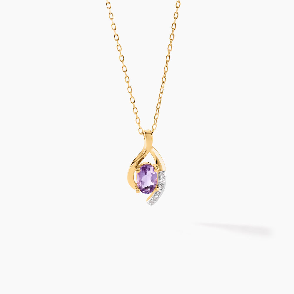 Collier Sagesse Or Jaune Am&eacute;thyste Oxyde De Zirconium - Colliers avec pierres Femme | Marc Orian