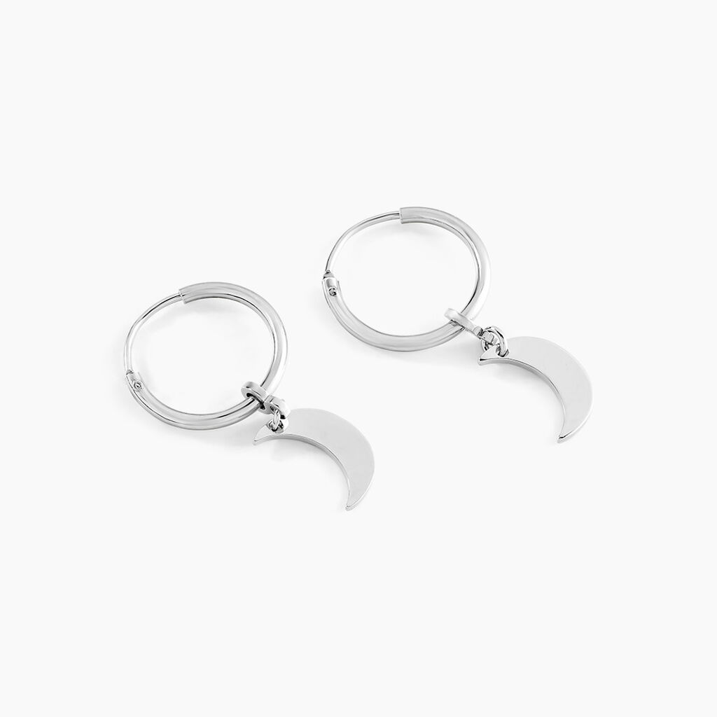 Créoles Elvyn Argent Blanc - Boucles d'oreilles pampille Femme | Marc Orian