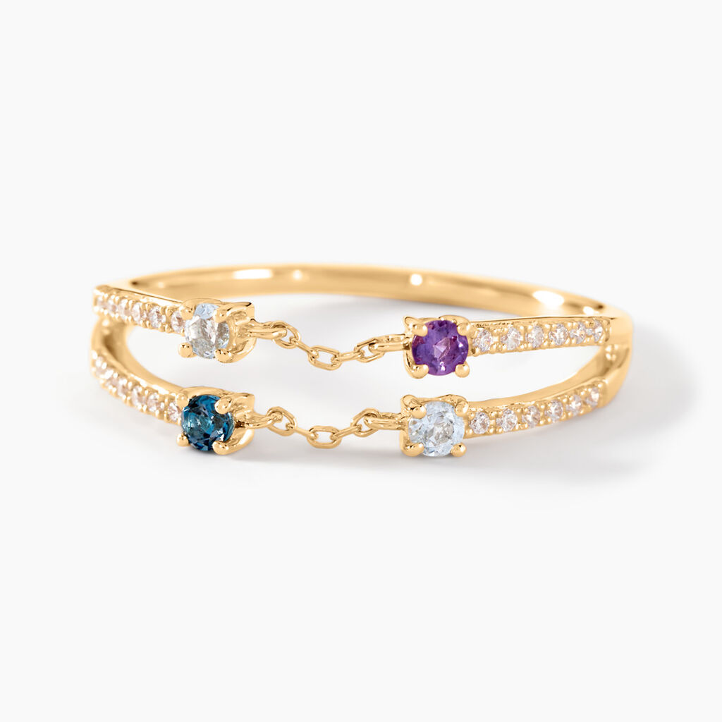 Bague Cha&icirc;ne Universe Or Jaune Am&eacute;thyste Topaze - Bagues pierres fines Femme | Marc Orian
