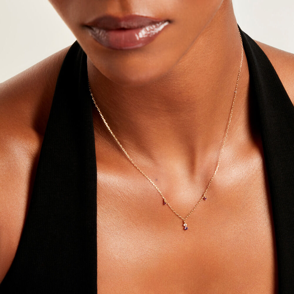 Collier Valora Or Jaune Rhodolite Oxyde De Zirconium - Colliers avec pierres Femme | Marc Orian