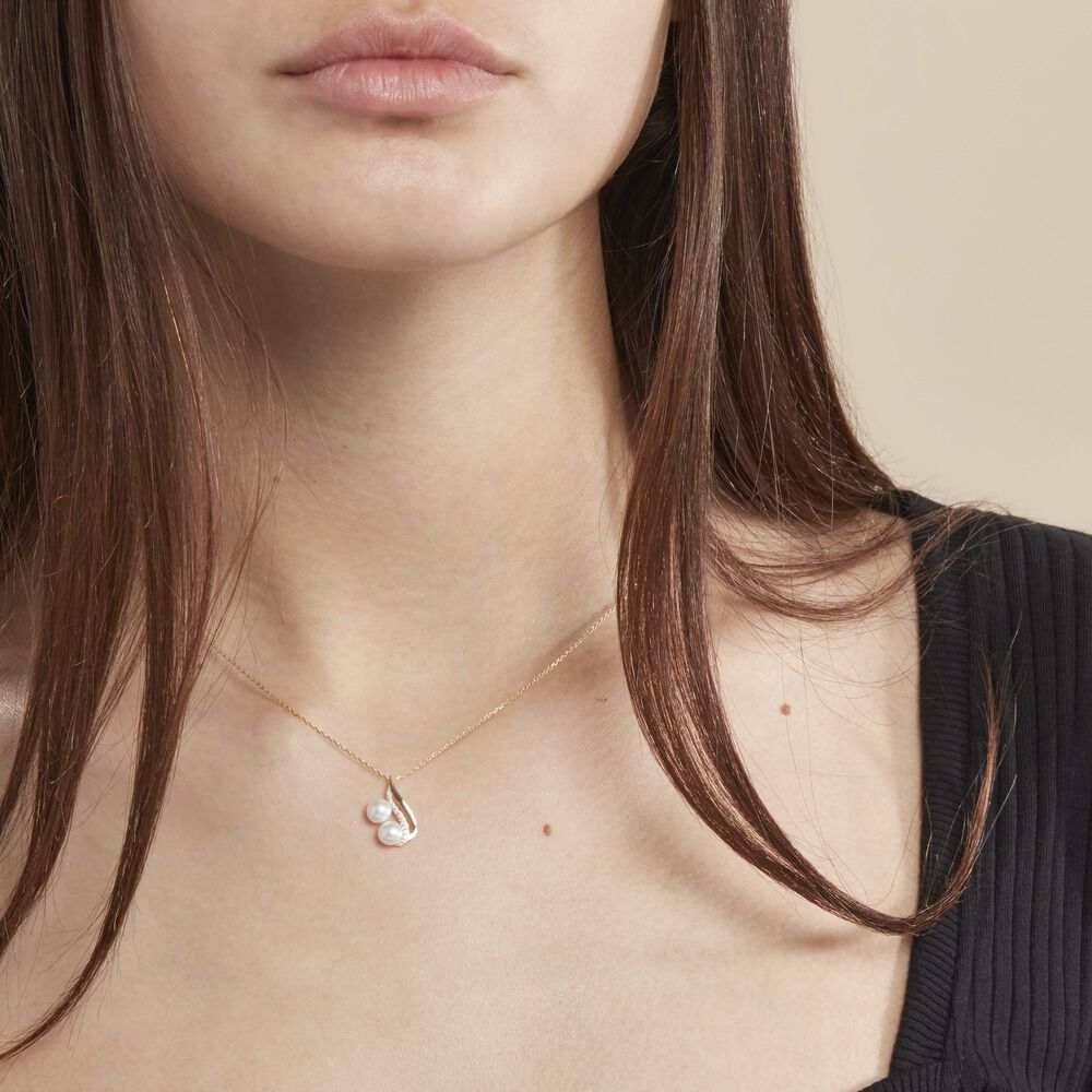 Collier Loeva Or Jaune Perle De Culture Et Oxyde De Zirconium - Colliers avec pierres Femme | Marc Orian