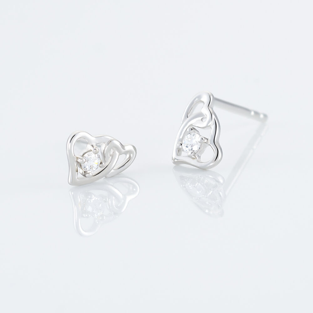 Boucles D'oreilles Puces Roma Argent Blanc Oxyde De Zirconium - Puces Femme | Marc Orian