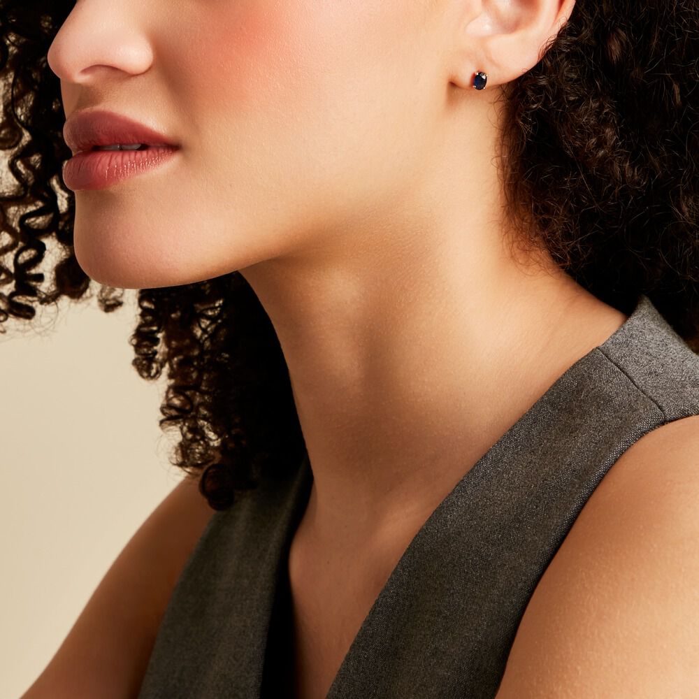 Boucles D'oreilles Puces Or Jaune Bellona Saphir - Puces Femme | Marc Orian