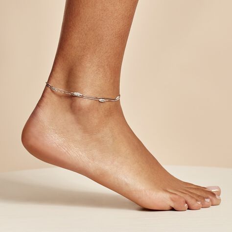 Chaîne De Cheville Hannen Argent Blanc - Chaines de cheville Femme | Marc Orian