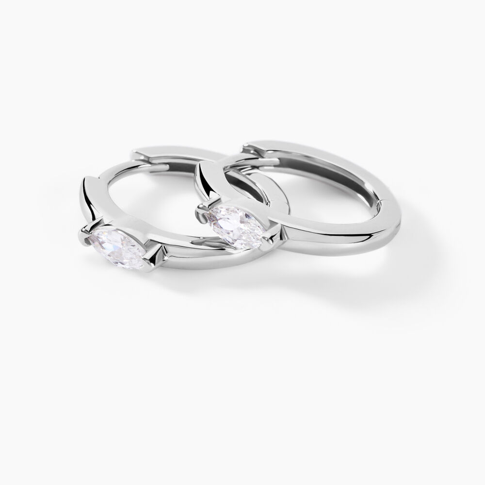 Créoles Ellinor Argent Blanc Oxyde De Zirconium - Créoles Femme | Marc Orian