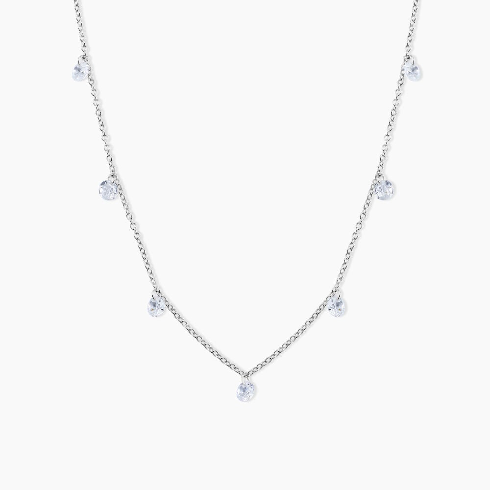 Collier Argent Collie Argent Blanc Oxyde - Colliers avec pierres Femme | Marc Orian