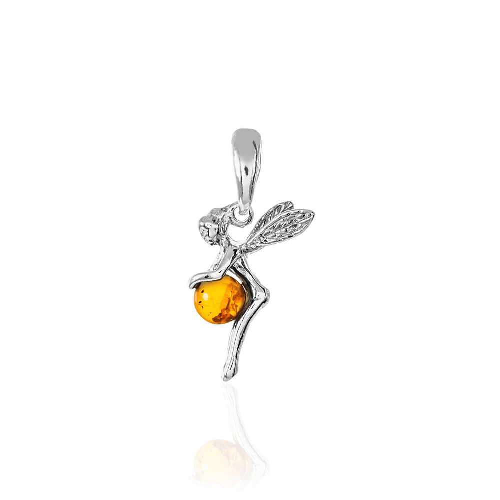 Pendentif Argent Blanc Abellia Ambre - Bijoux fantaisie Femme | Marc Orian