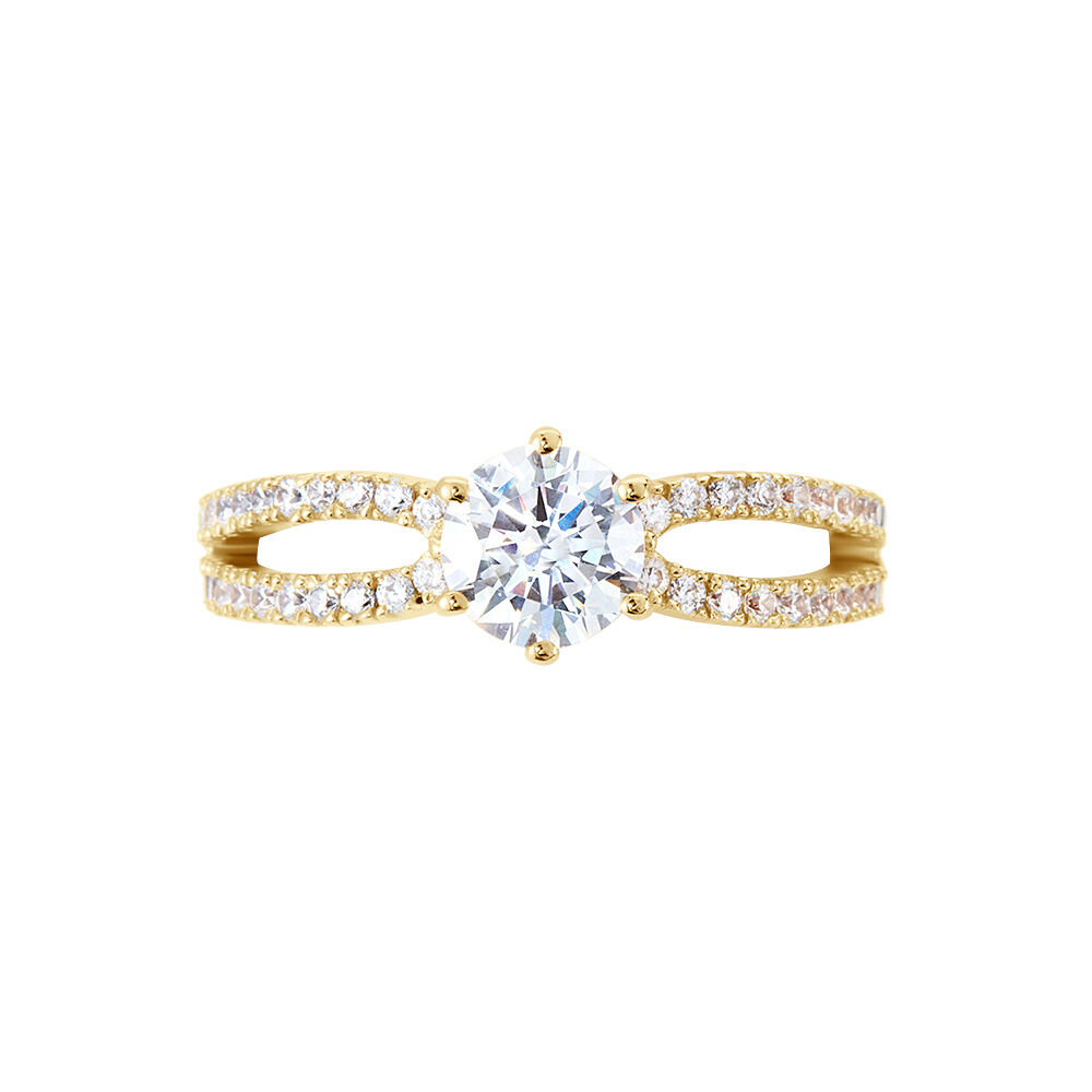 Bague Solitaire Plaqué Or Jaune Melaina Oxyde De Zirconium - Solitaires Femme | Marc Orian