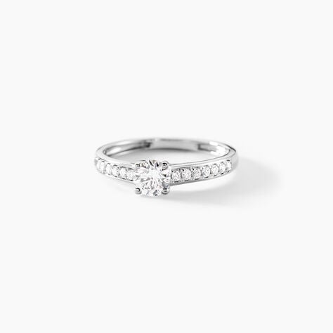 Bague Solitaire Accompagn&eacute; Aramis Or Blanc Diamant Synth&eacute;tique - Parures de mariage Femme | Marc Orian