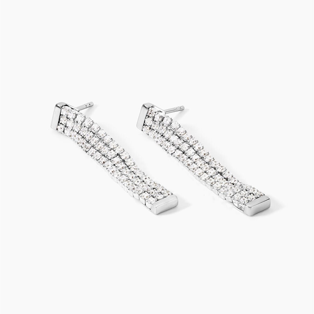 Boucles D'Oreilles Pendantes Serenna Argent Blanc Oxyde De Zirconium - Pendantes Femme | Marc Orian