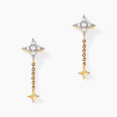 Bijoux D'oreilles Lumiere Or Jaune Oxyde De Zirconium - Pendantes Femme | Marc Orian