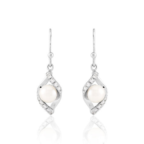 Boucles D'oreilles Pendantes Laurene Argent  Perle De Culture Et Oxyde - Pendantes Femme | Marc Orian