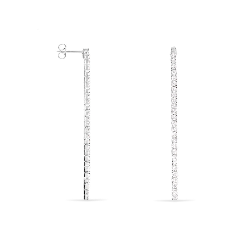 Boucles D'oreilles Pendantes Lou-anne Argent Blanc Oxyde De Zirconium - Pendantes Femme | Marc Orian