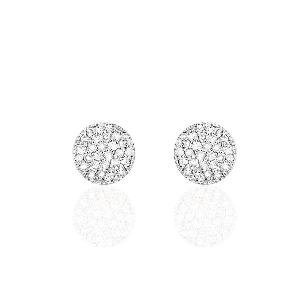 Boucles D'oreilles Puces Kristin Or Blanc Diamant - Puces Femme | Marc Orian