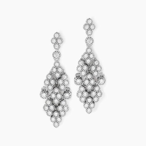 Boucles D'oreilles Pendantes Petales Argent Blanc Oxyde De Zirconium - Pendantes Femme | Marc Orian