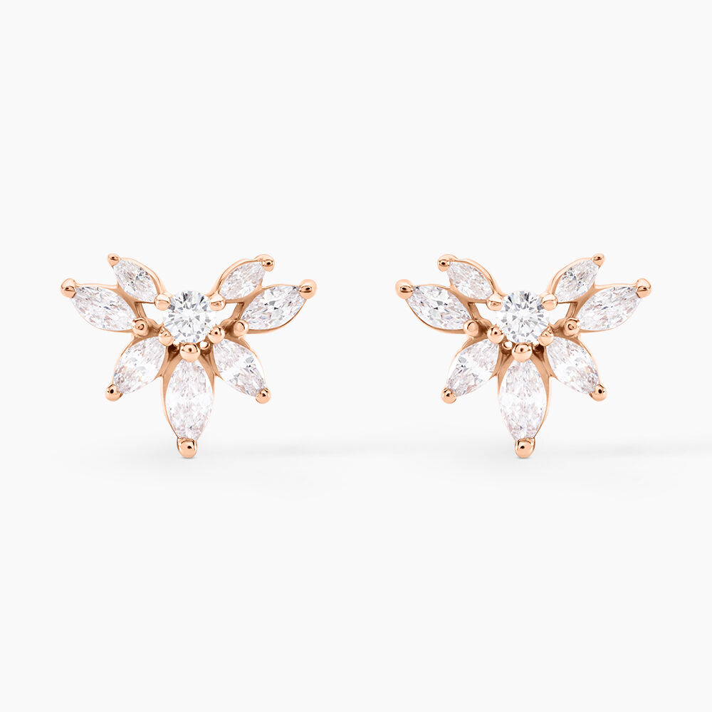 Boucles D'oreilles Puces Davena Argent Rose Oxyde De Zirconium - Puces Femme | Marc Orian