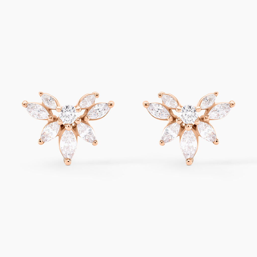 Boucles D'oreilles Puces Davena Argent Rose Oxyde De Zirconium - Puces Femme | Marc Orian