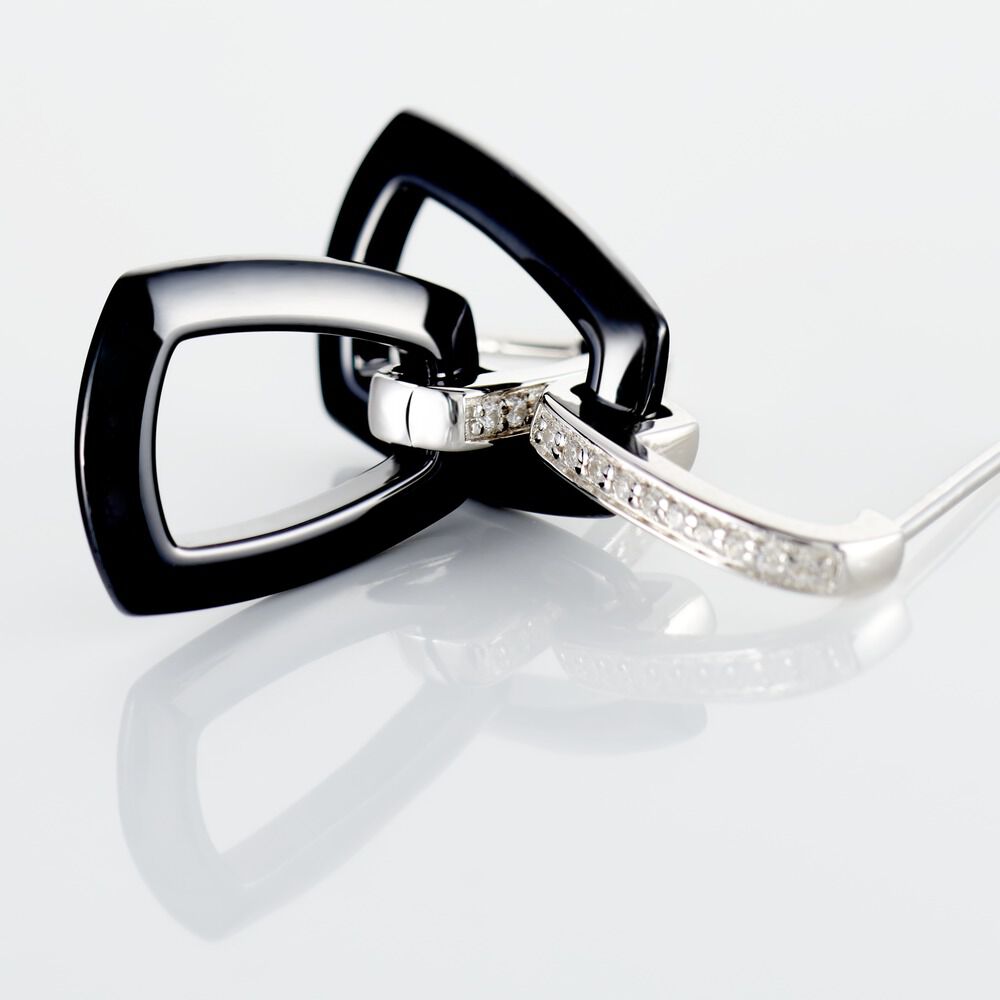 Boucles D'oreilles Pendantes Ezra Argent Blanc C&eacute;ramique Et Oxyde - Pendantes Femme | Marc Orian