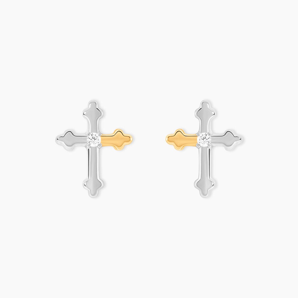 Boucles D'Oreilles Puces Or Jaune Argent Blanc Oxyde De Zirconium - Puces Femme | Marc Orian