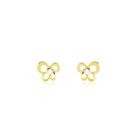 Boucles D'oreilles Puces Eleanor Fleur Or Jaune Oxyde De Zirconium - Puces Famille | Marc Orian