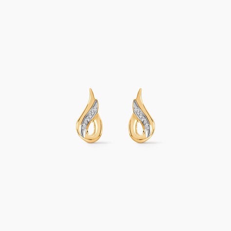 Boucles D'oreilles Puces Anila Gouttes Or Bicolore - Puces Femme | Marc Orian