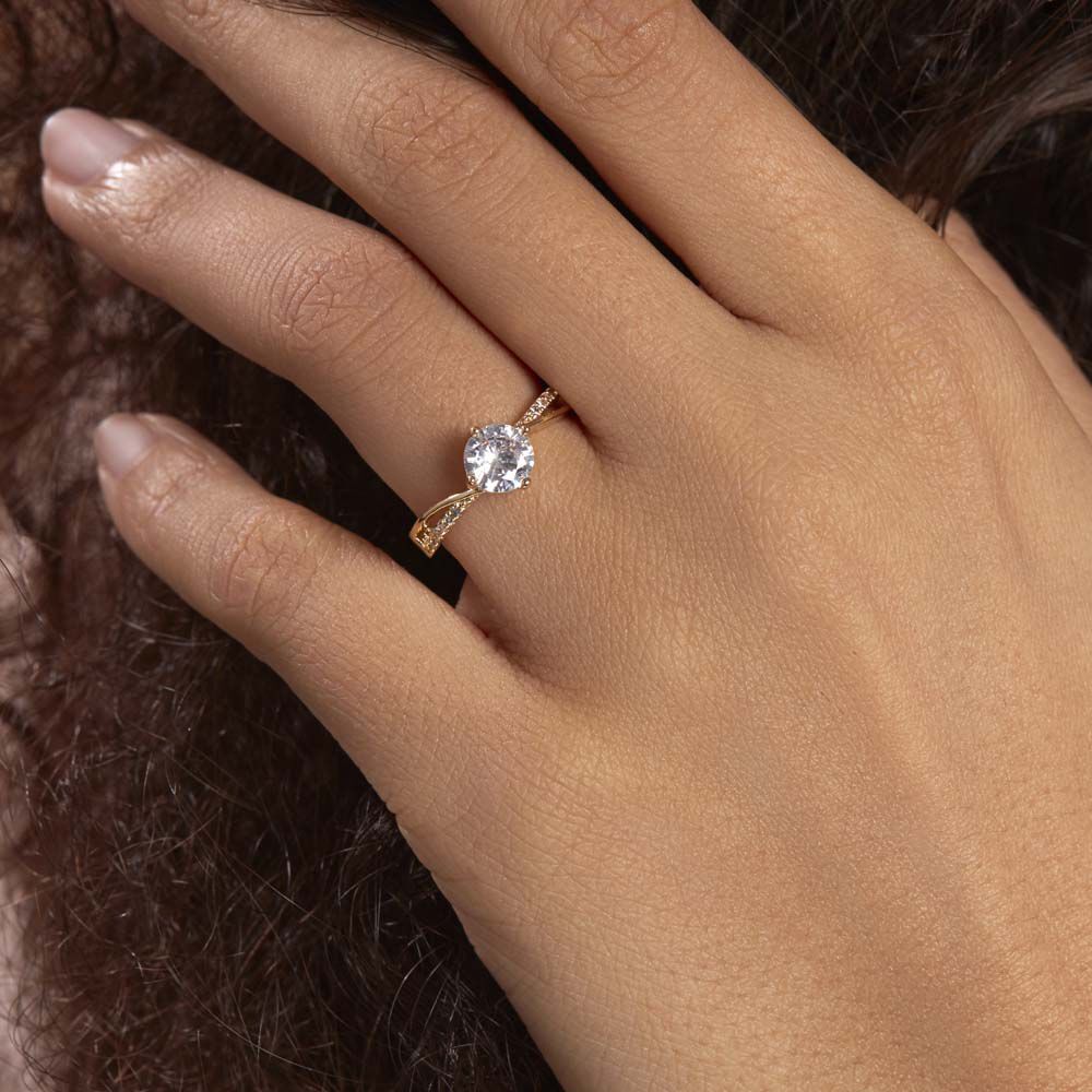 Bague Solitaire Sarah-lee Plaqué Or Jaune Oxyde De Zirconium - Solitaires Femme | Marc Orian