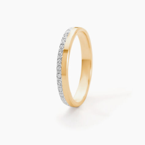 Alliance Fantaisie Diamantee Ruban Plat Or Bicolore - Alliances duo Unisex | Marc Orian