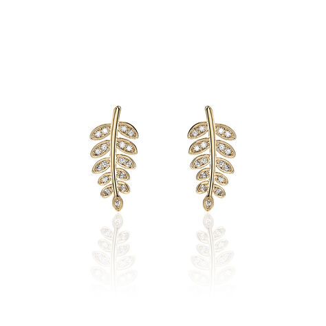 Boucles D'oreilles Puces Luz Plaqué Or Jaune Oxyde De Zirconium - Puces Femme | Marc Orian