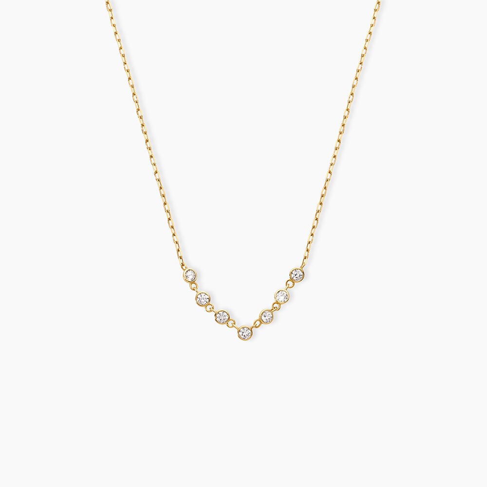 Collier Cinthya Argent Dor&eacute; A L'Or 750/1000 Oxyde De Zirconium - Colliers avec pierres Femme | Marc Orian