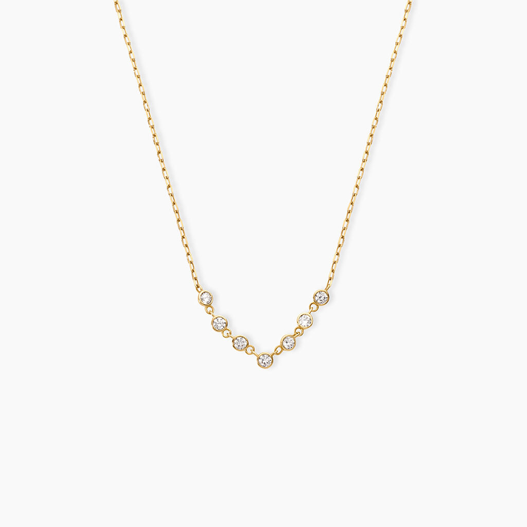 Collier Cinthya Argent Dor&eacute; A L'Or 750/1000 Oxyde De Zirconium - Colliers avec pierres Femme | Marc Orian
