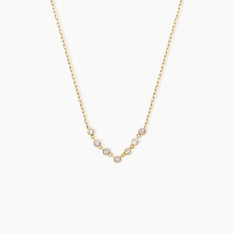 Collier Cinthya Argent Dor&eacute; A L'Or 750/1000 Oxyde De Zirconium - Colliers avec pierres Femme | Marc Orian