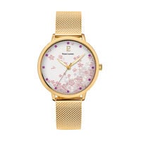 cadran doré fond blanc bracelet acier doré